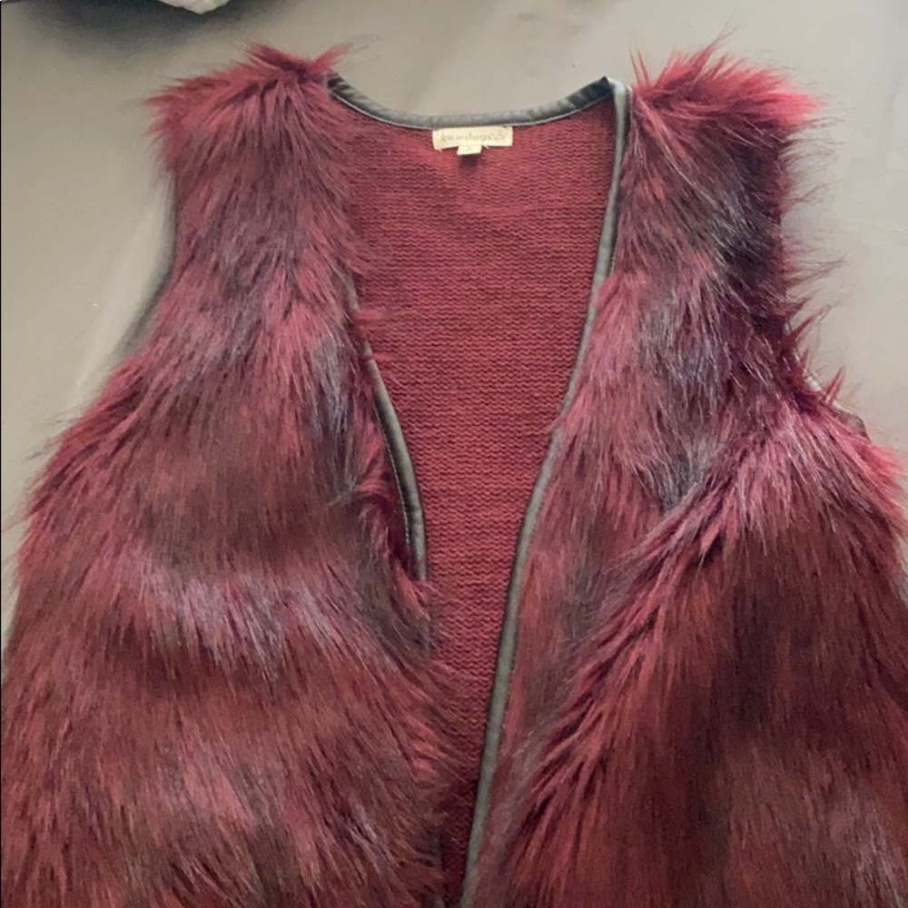 Maroon fuzzy vest